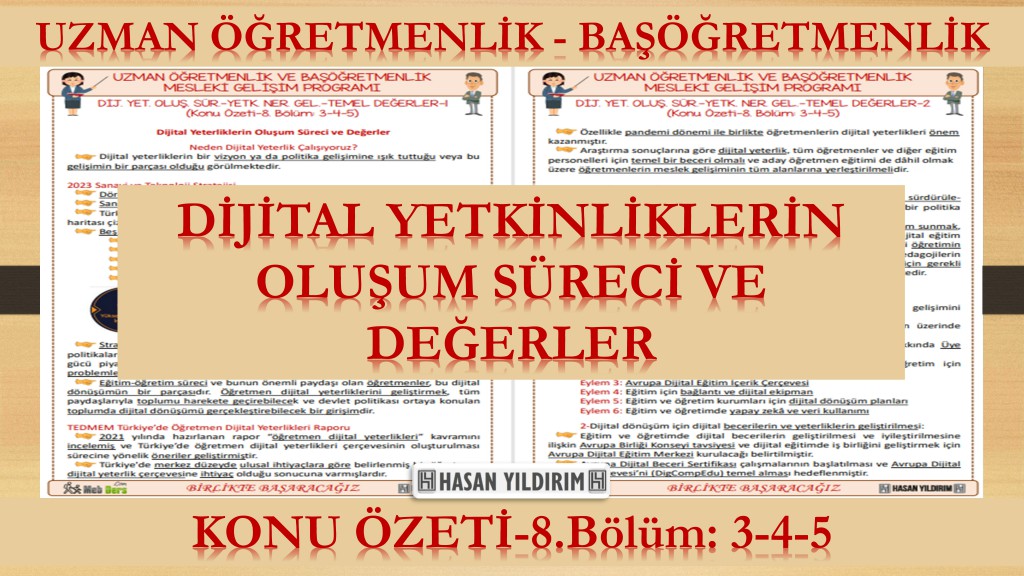 Dijital Yetkinliklerin Oluşum Süreci ve Değerler (Konu Özeti-8.Bölüm: 3-4-5)