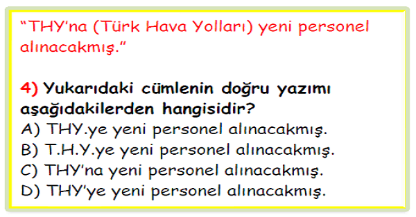 4. Sınıf Türkçe Kısaltmalar Test Etkinliği