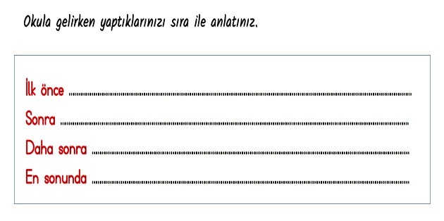 2. Sınıf Türkçe Olayları Oluş Sırasına Göre Sıralama Etkinliği-1