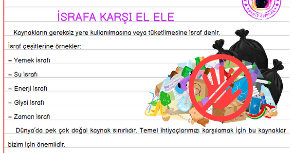 4. Sınıf Sosyal Bilgiler İsrafa Karşı El Ele Konu Anlatımı Ve Etkinliği