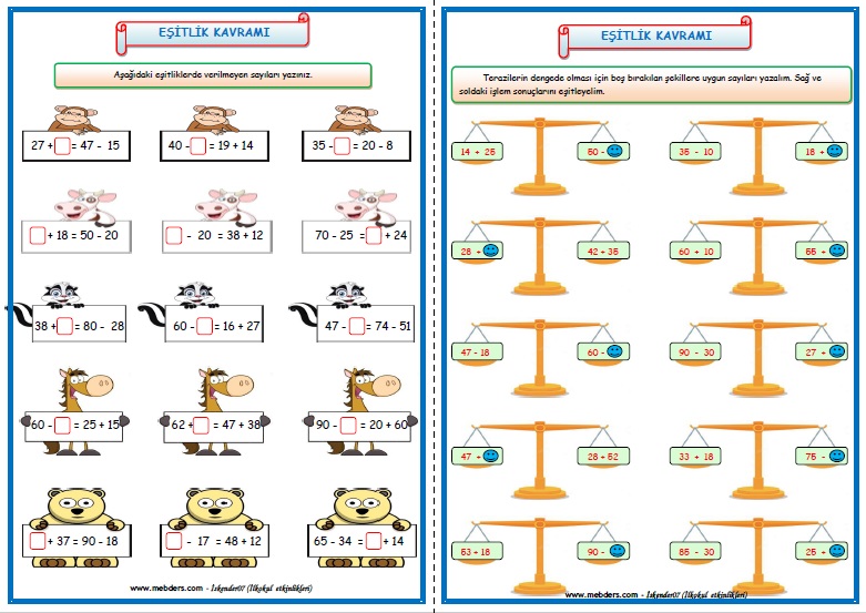 2. Sınıf Matematik Eşitlik Kavramı (4 Sayfa)
