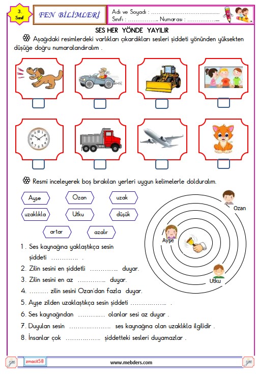 3. Sınıf Fen Bilimleri Ses Kaynakları Etkinliği 8