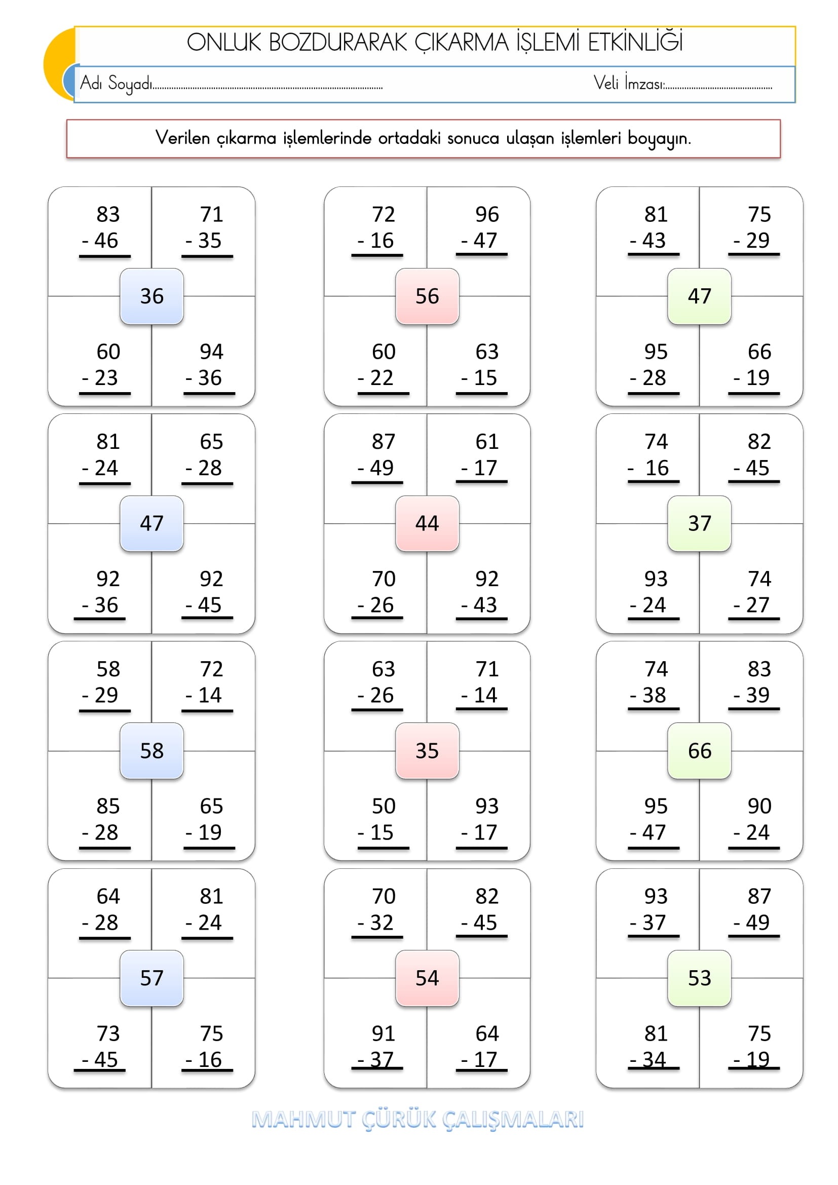 2. Sınıf - Matematik - Onluk Bozdurarak Çıkarma İşlemleri - 2