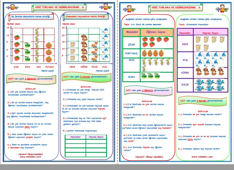 2. Sınıf Matematik Veri Toplama ve Değerlendirme Çalışması 4-5-6-7 (4 Sayfa)