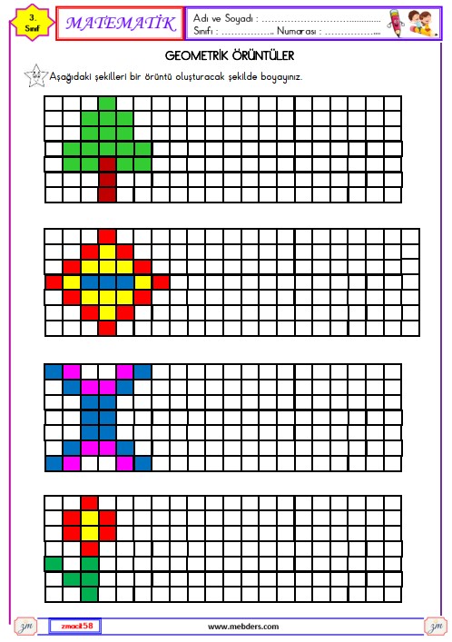 3. Sınıf Matematik Geometrik Örüntüler Etkinliği 8