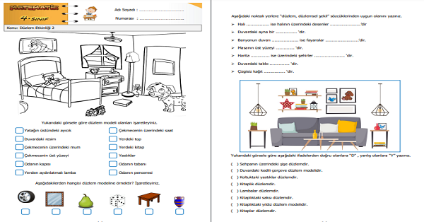 4. Sınıf Matematik Düzlem Etkinliği 2