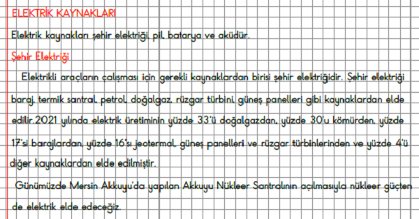 3. Sınıf Fen Bilimleri Elektrik Kaynakları Konu Anlatımı