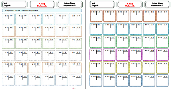 4. Sınıf Matematik Bölme İşlemi Alıştırmaları-5