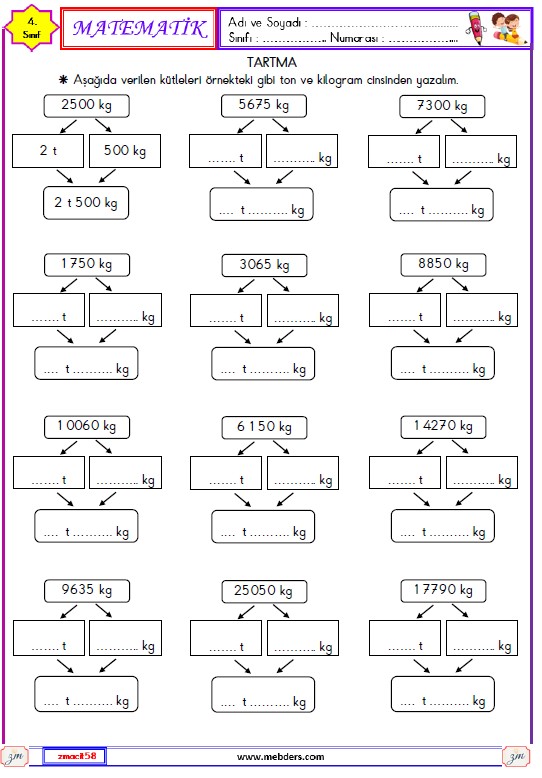 4. Sınıf Matematik Tartma Etkinliği 8