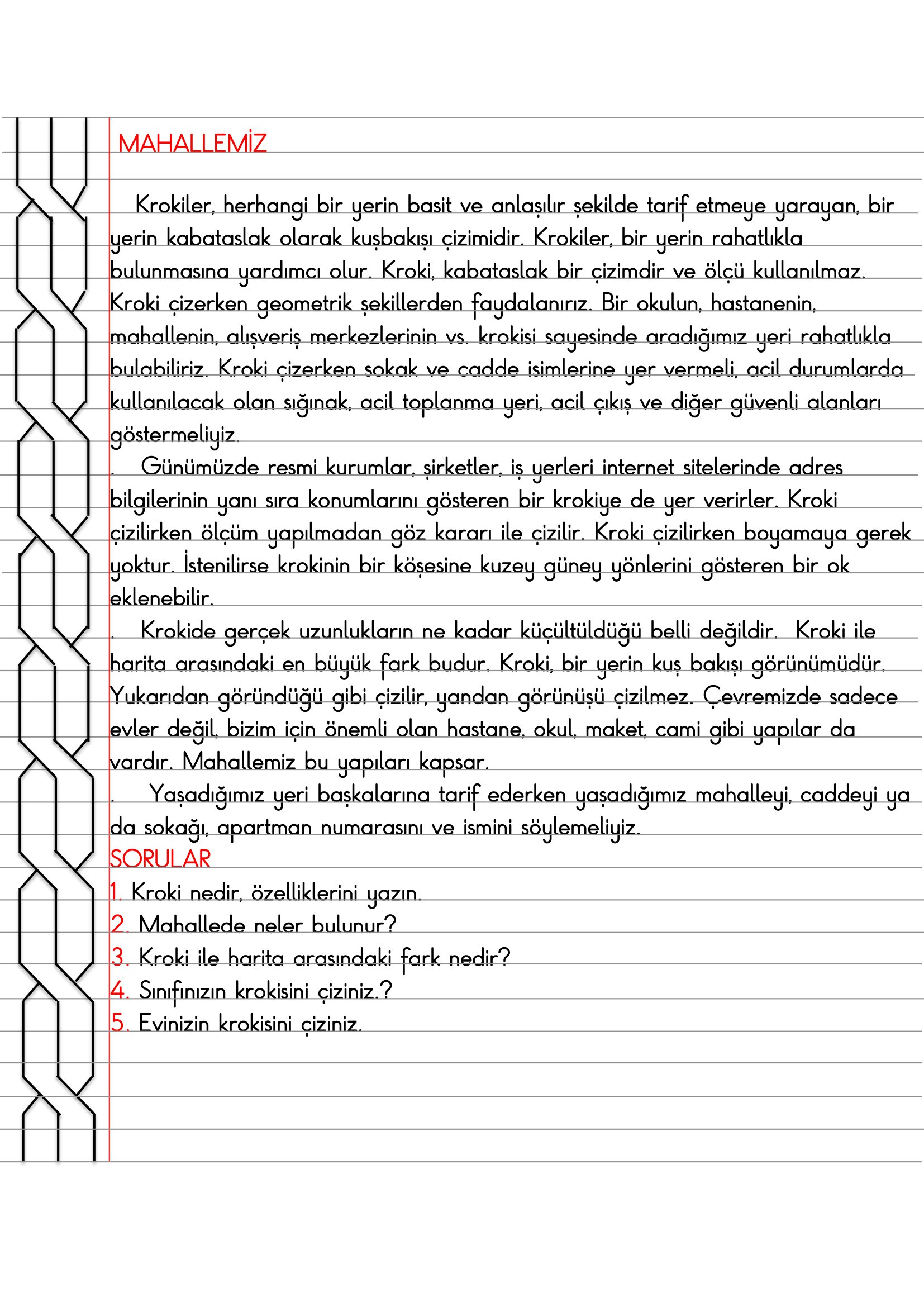 4. Sınıf - Sosyal Bilgiler - Mahallemiz Defter Özeti
