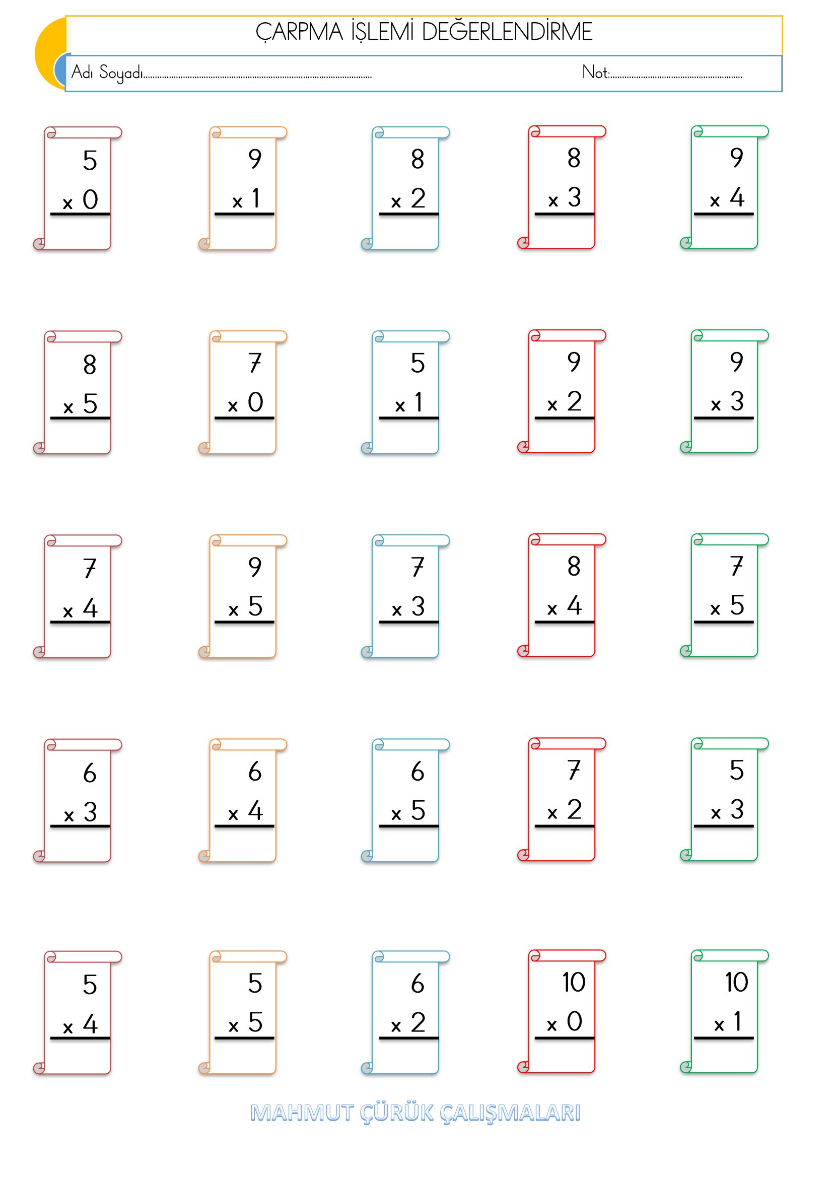 2. Sınıf - Matematik - Çarpma İşlemi Değerlendirmesi-2