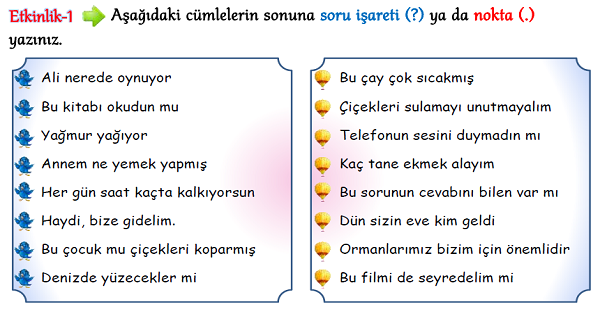 3. Sınıf Türkçe (Soru İşareti) Noktalama İşaretleri-3