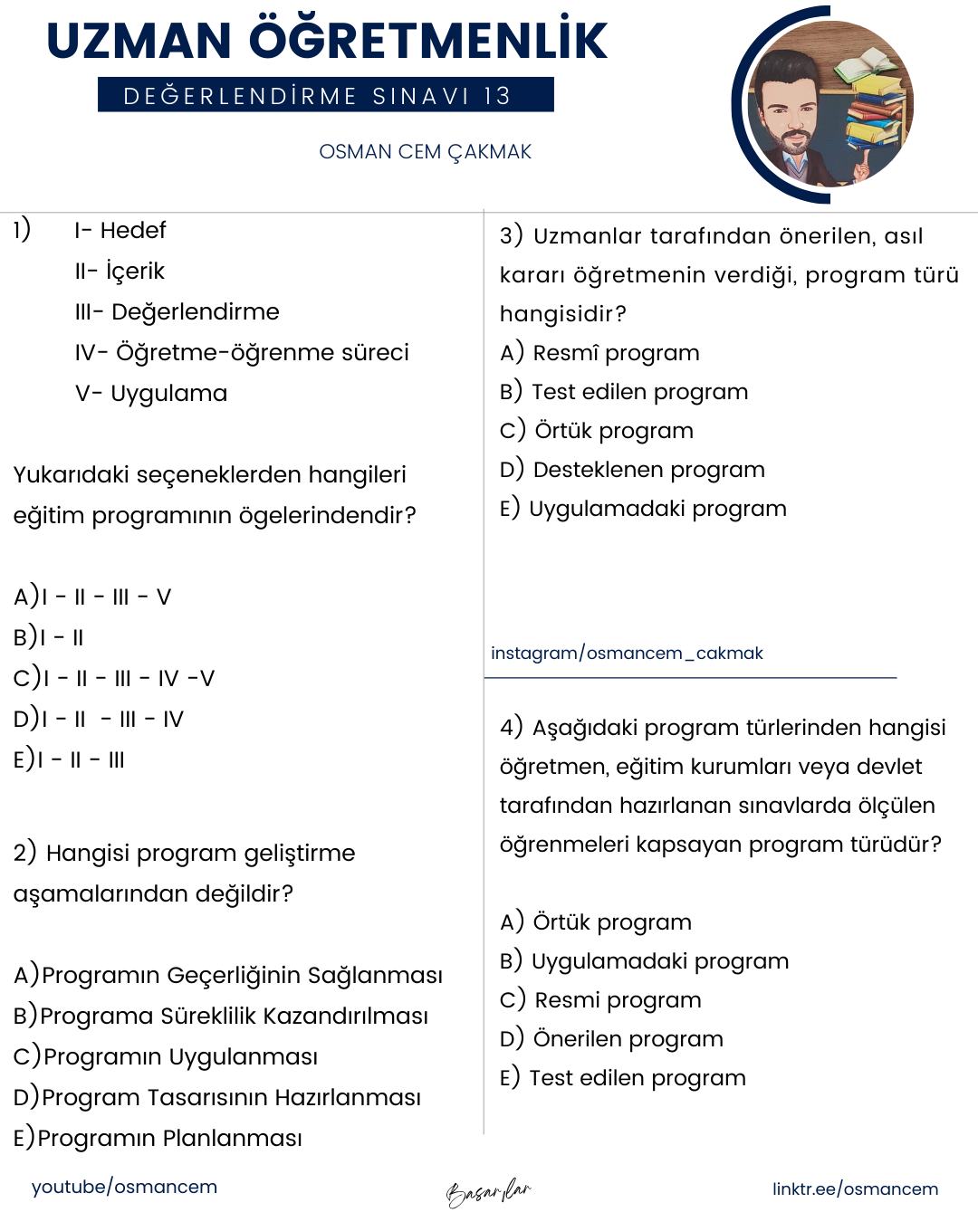 Uzman Öğretmenlik Deneme Sınavı 13