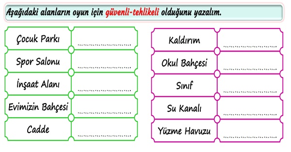 2. Sınıf Hayat Bilgisi Oyun Araçları Etkinliği