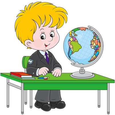 Clipart dünya küreli sırada oturan erkek öğrenci resmi png