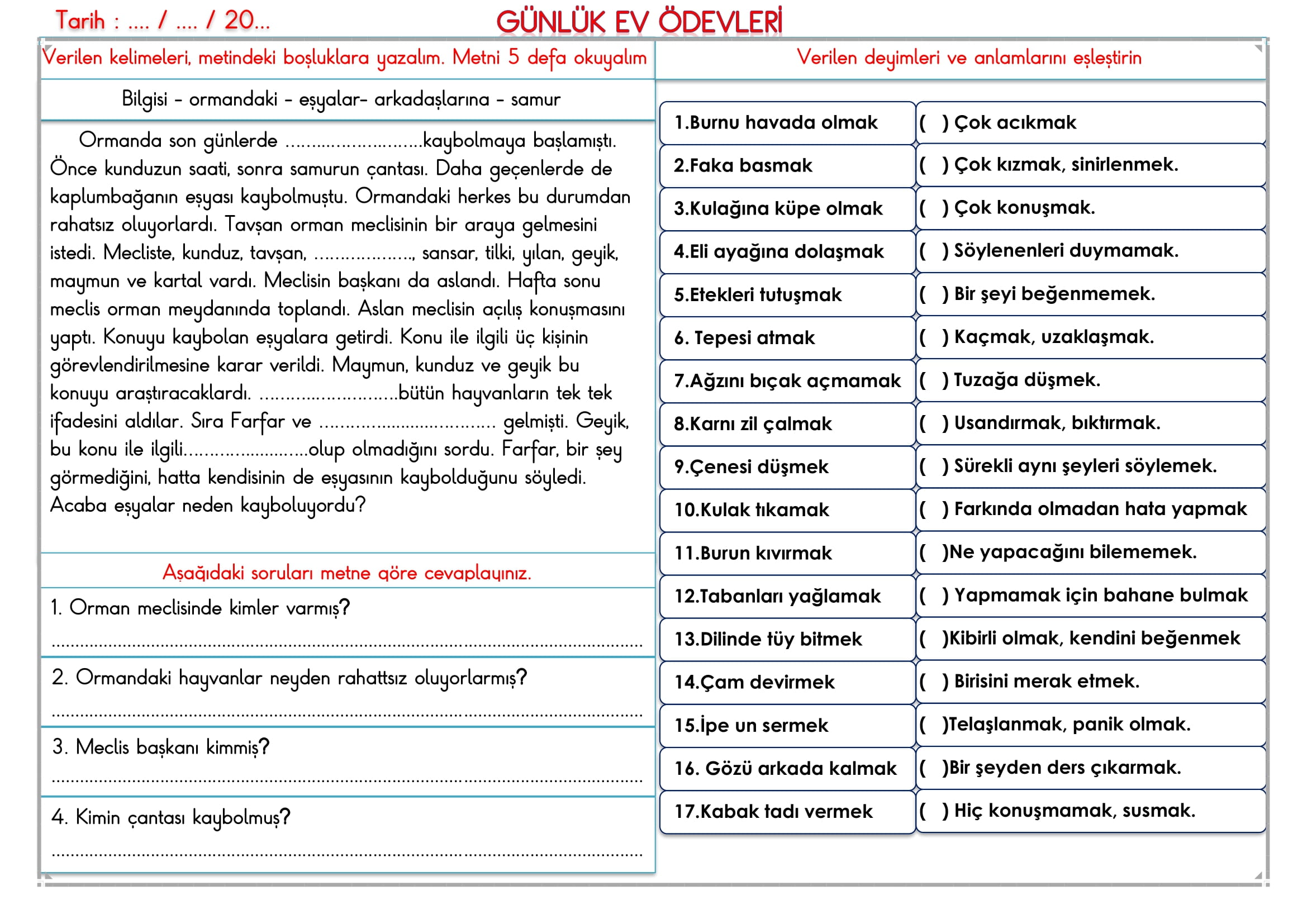 2. Sınıf 14 Mayıs 2025 Günlük Ev Ödevi