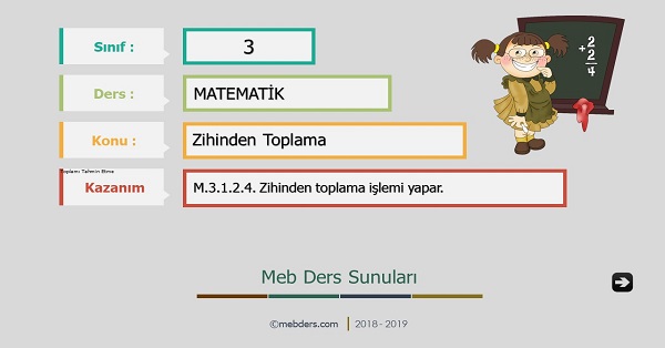 3. Sınıf Matematik Zihinden Toplama Sunusu