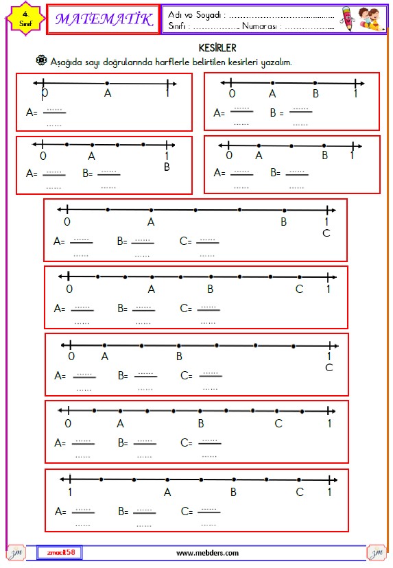 4. Sınıf Matematik Kesirler Etkinliği 4