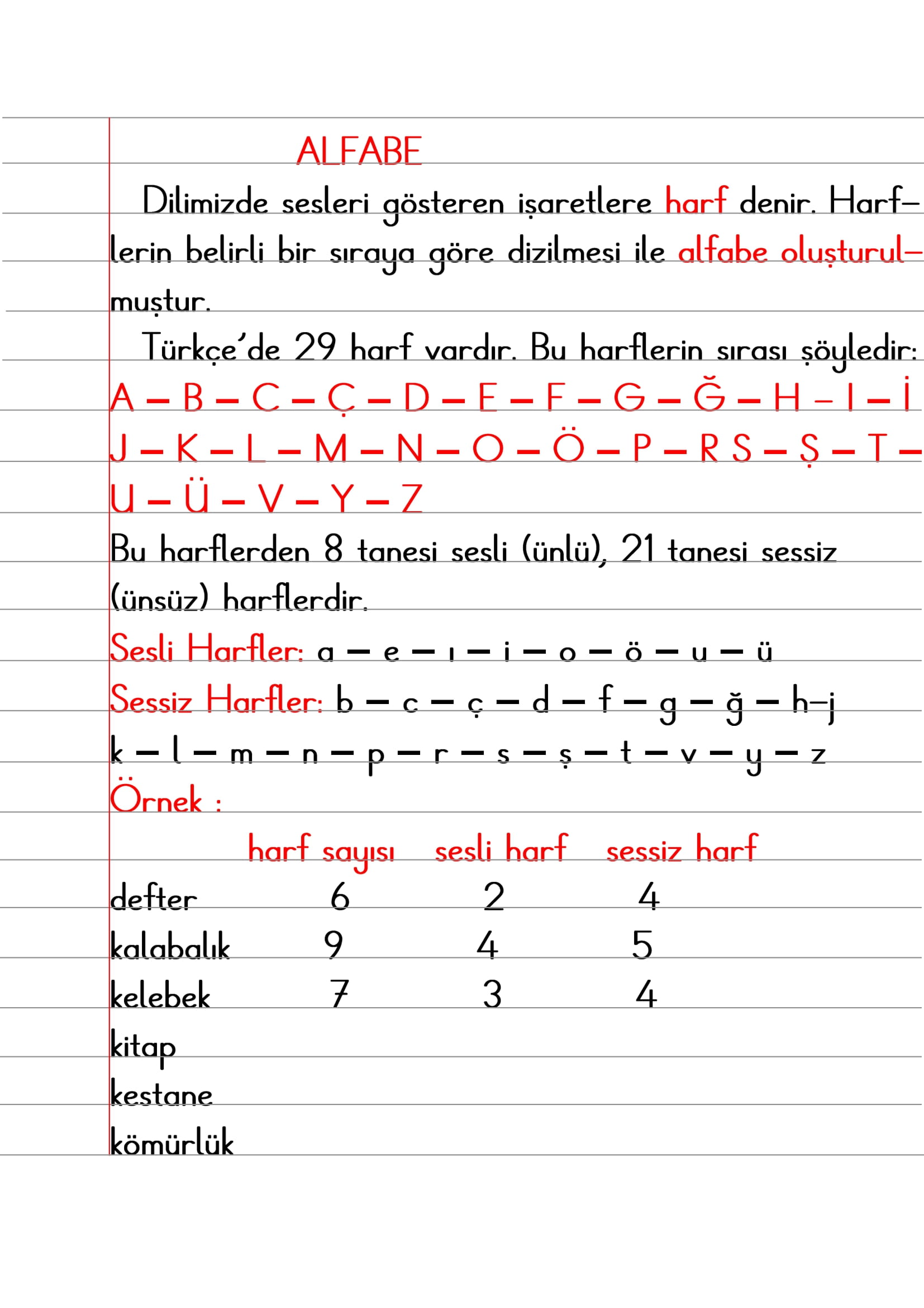 1. Sınıf - Türkçe Alfabe Bilgisi