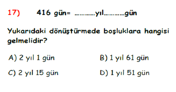 4. Sınıf Matematik Zaman Ölçüleri Yaprak Test-7