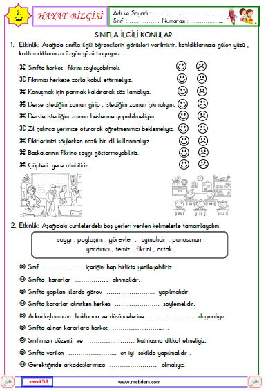 2. Sınıf Hayat Bilgisi Sınıfla İlgili Karar Alma Etkinliği