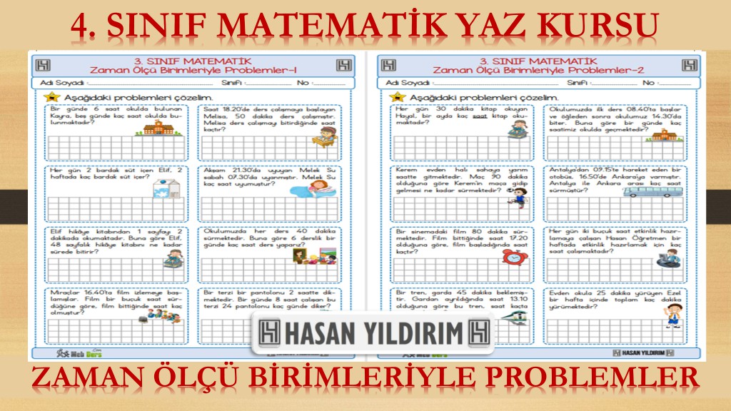 4. Sınıf Matematik Yaz Kursu - Zaman Ölçü Birimleriyle Problemler (3. Sınıf Tekrarı)