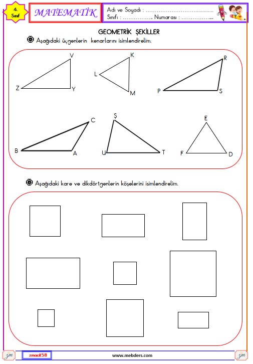 4. Sınıf Matematik Geometrik Şekiller Etkinliği 13