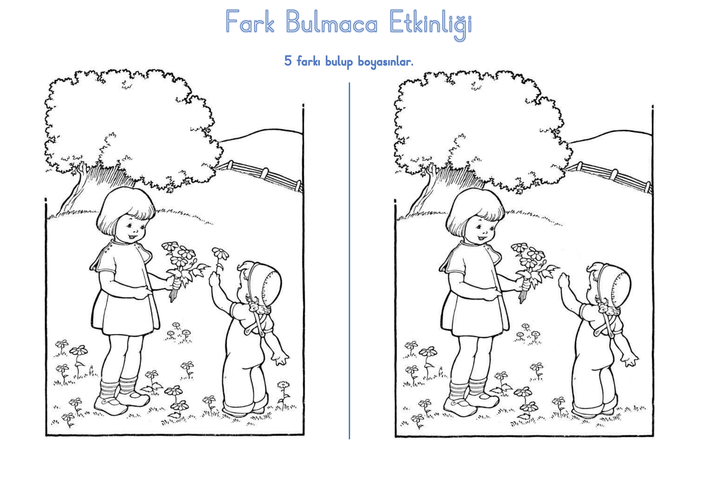 1. Sınıf Uyum Haftası Fark Bulmaca Etkinliği 4