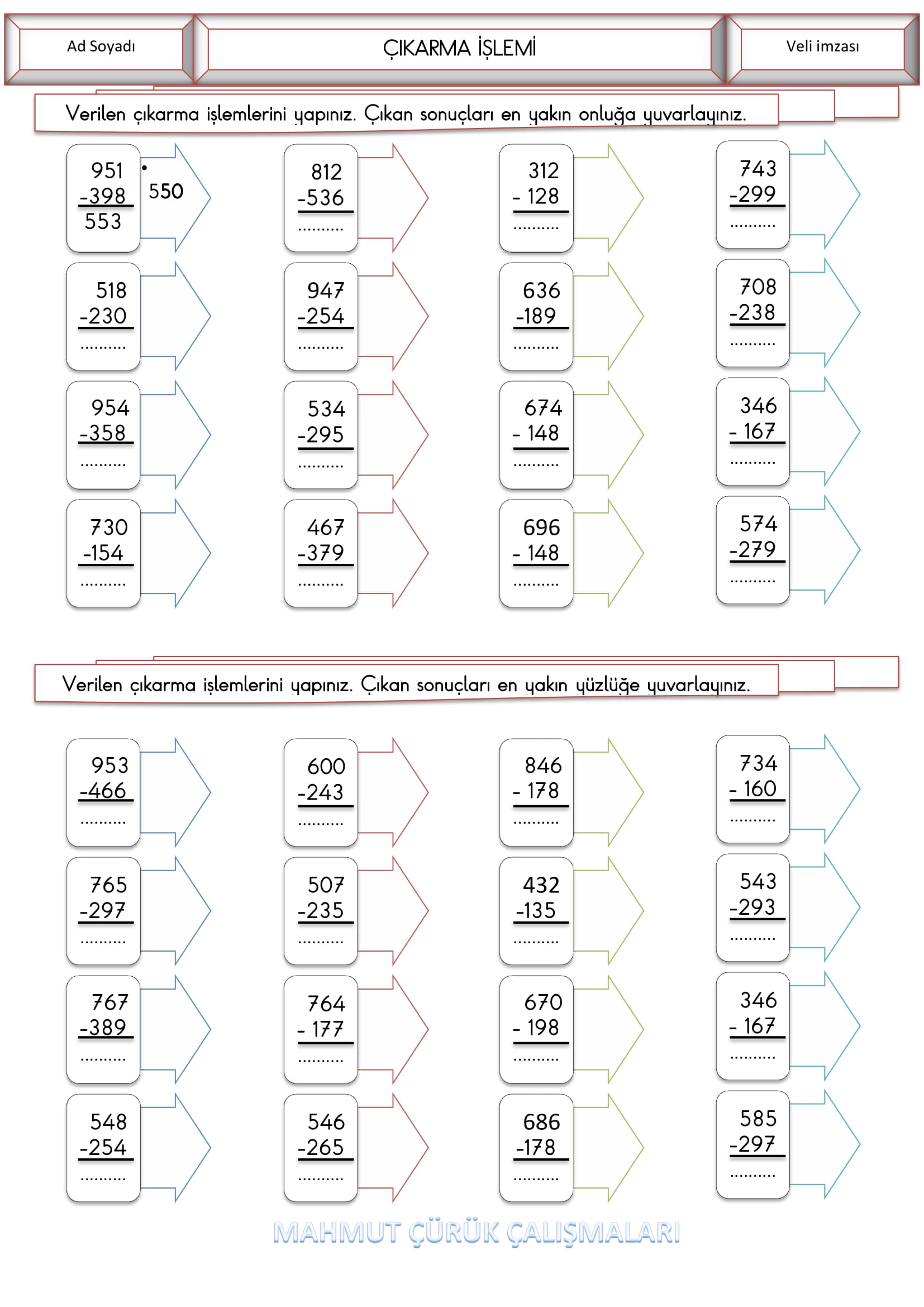 3. Sınıf Matematik Çıkarma İşlemi Etkinliği