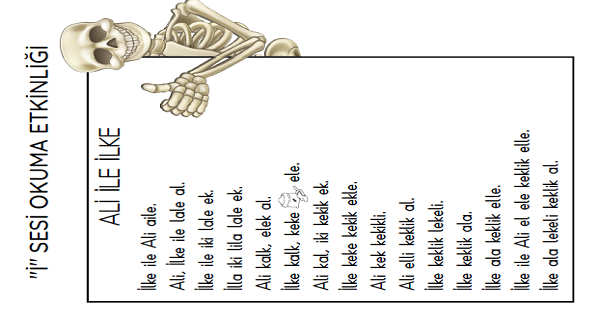 1. Sınıf İlk Okuma Yazma (İ-i Sesi) Okuma Metinleri-İskeletli-2 Farklı Şablon Ve Metin