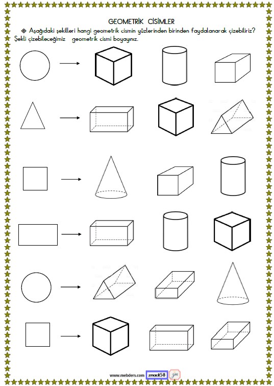 1. Sınıf Matematik Geometrik Cisimler Etkinliği 14