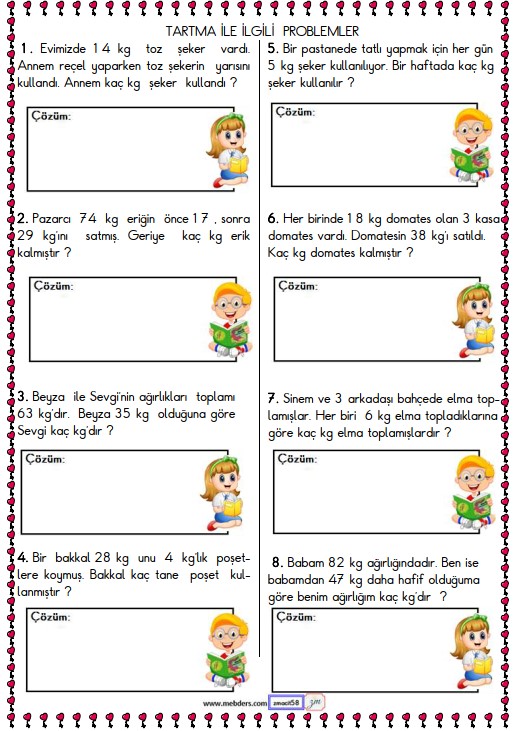 2. Sınıf Matematik Tartma ile İlgili Problemler Etkinliği 2