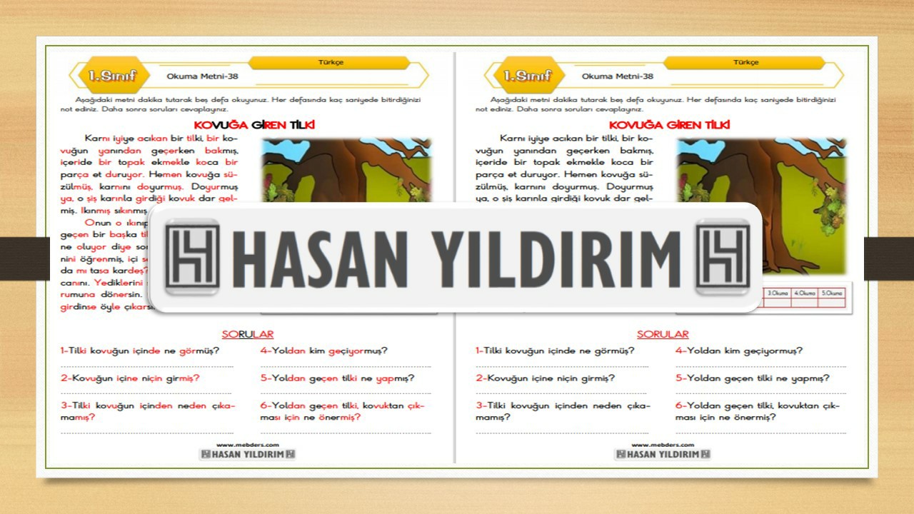1. Sınıf Türkçe Okuma Metni-38 (Kovuğa Giren Tilki)