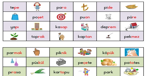1. Sınıf İlk Okuma Yazma P-p Sesi Okuma Tombalası