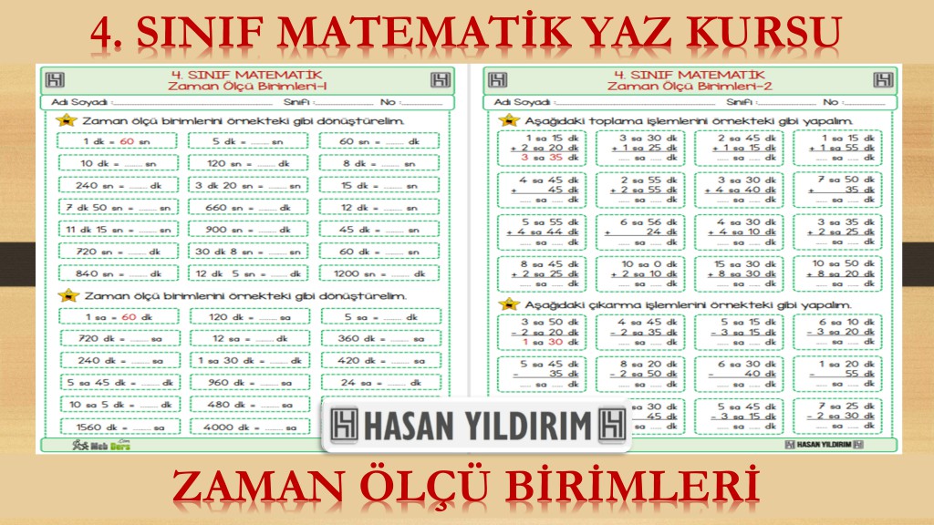 4. Sınıf Matematik Yaz Kursu - Zaman Ölçü Birimleri (4. Sınıfa Hazırlık)