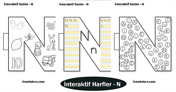 1. Sınıf İlkokuma İnteraktif Harfler - N Sesi