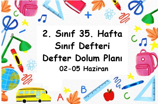 2024-2025 Eğitim Öğretim Yılı 2. Sınıf 36. Hafta (09 Haziran - 13 Haziran ) Defter Dolum Planı (Türkçe İlke)