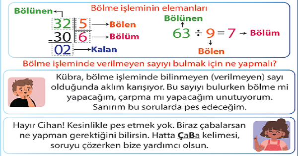 4. Sınıf Matematik Bölme İşleminde Verilmeyen Sayıyı Bulma İşlemi ve Problemleri