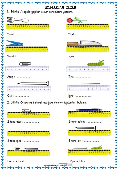 2. Sınıf Matematik Uzunlukları Ölçme  Etkinliği 14