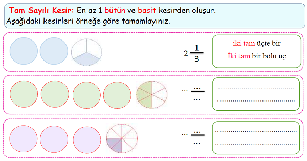4. Sınıf Matematik Kesir Çeşitleri (Tam Sayılı Kesir)-5