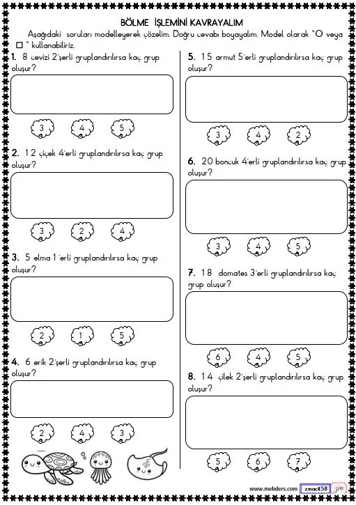 2. Sınıf Matematik Bölme İşlemini Kavrayalım Etkinliği 4
