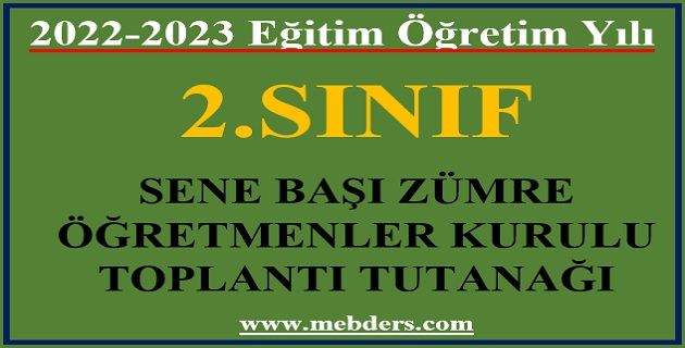 2022-2023 2. Sınıflar Sene Başı Zümre Toplantı Tutanağı