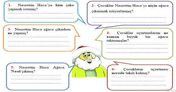4. Sınıf Türkçe 5N-1K Etkinliği 3