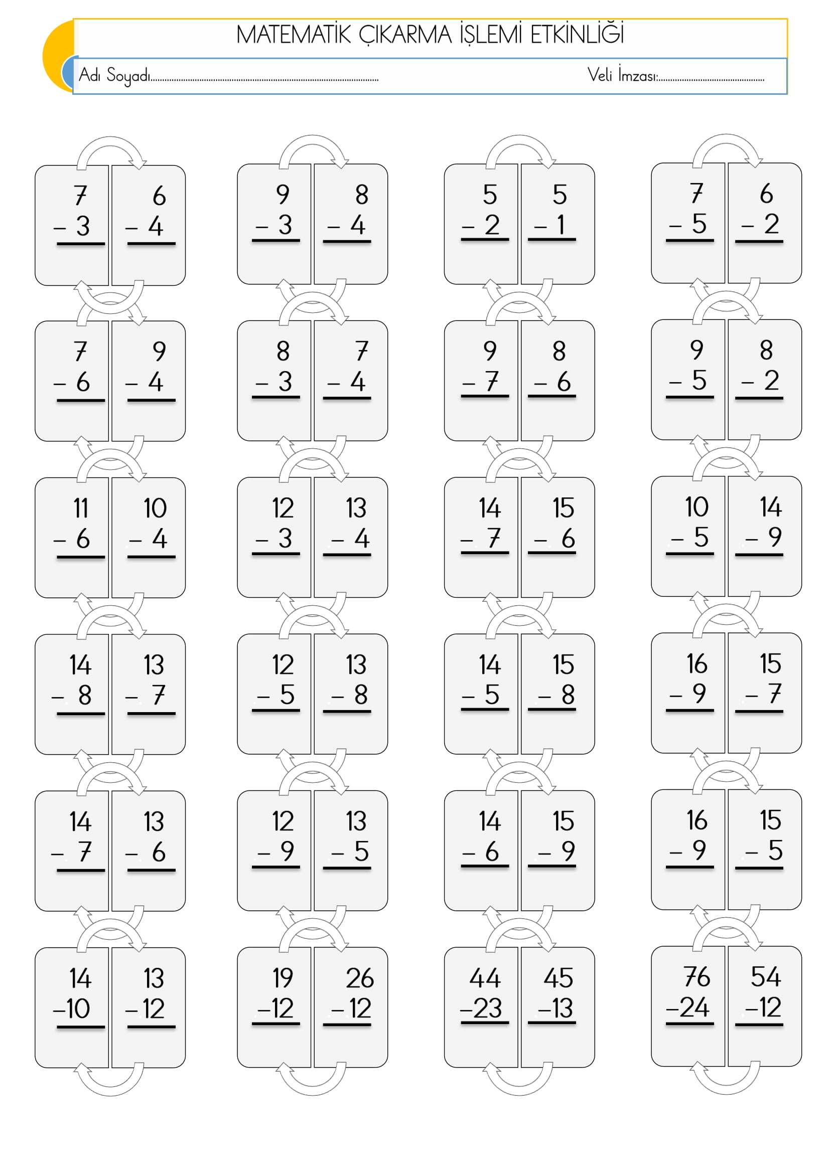 1. Sınıf Matematik Çıkarma İşlemi Etkinliği-20