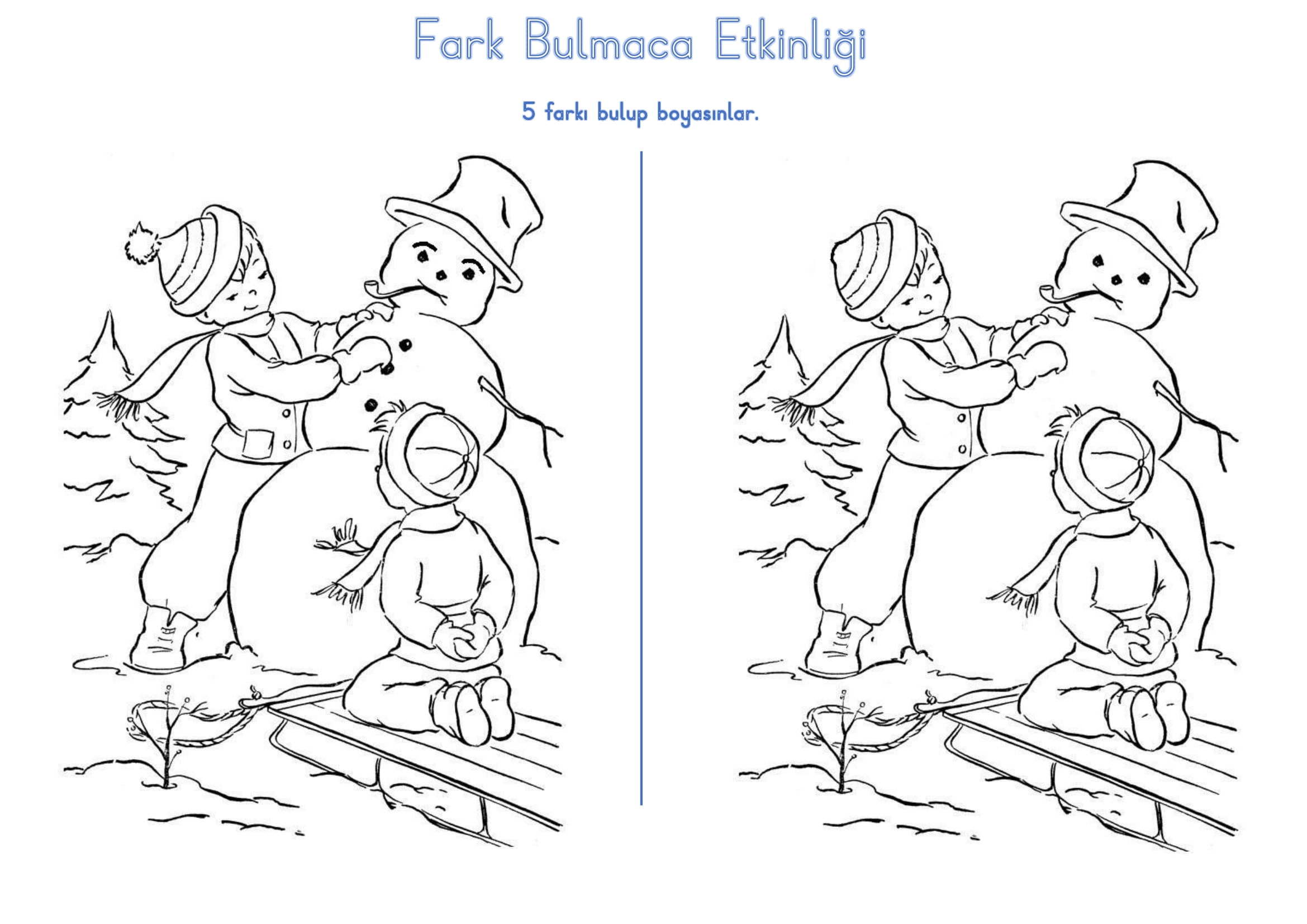 1. Sınıf Uyum Haftası Fark Bulmaca Etkinliği 3