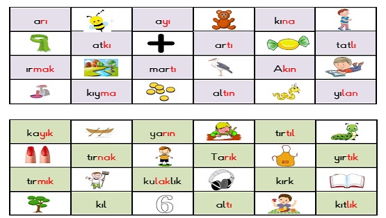 1. Sınıf İlk Okuma Yazma I-ı Sesi Okuma Tombalası