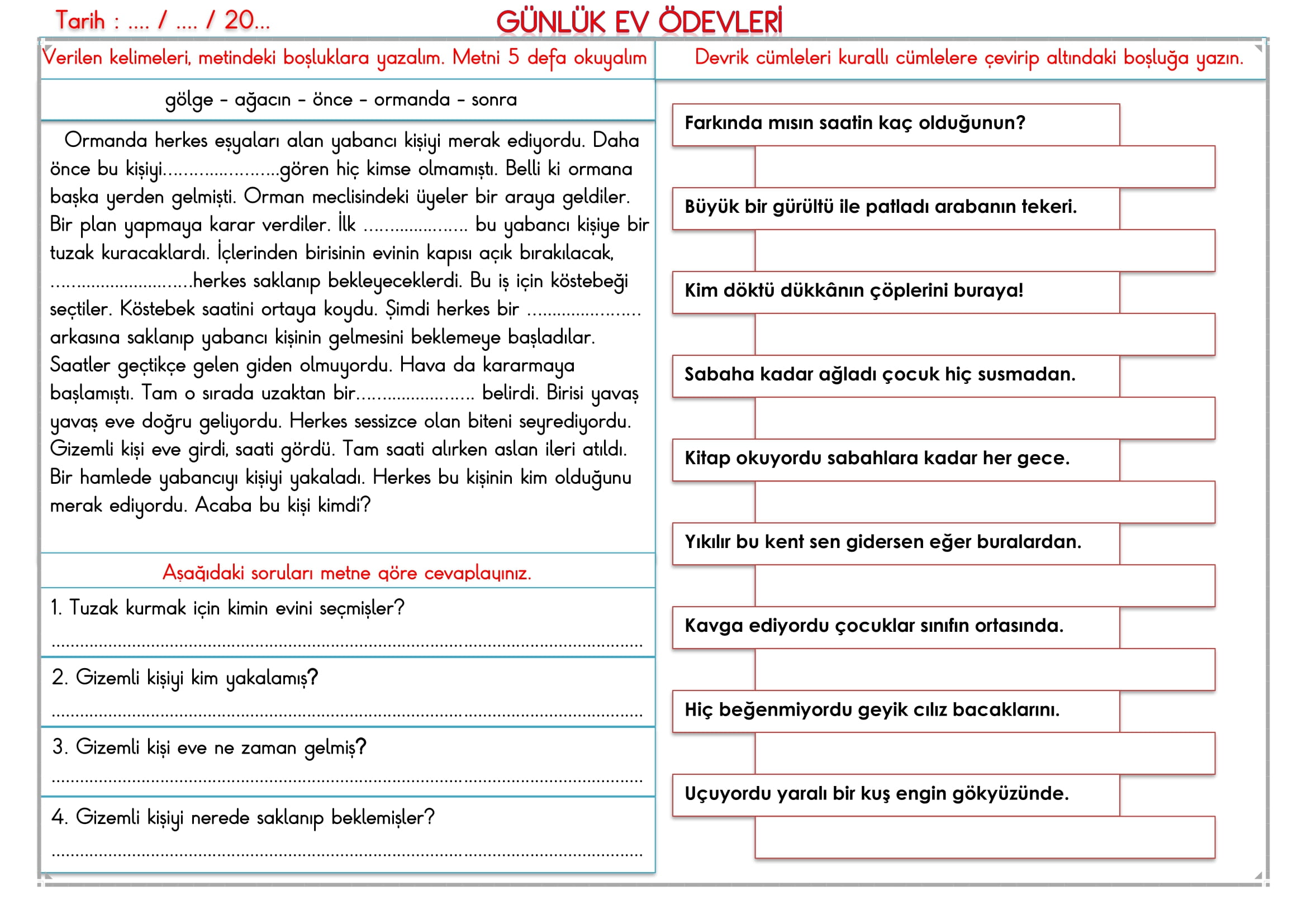 2. Sınıf 16 Mayıs 2025 Günlük Ev Ödevi