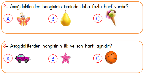 1. Sınıf Türkçe Alfabe Yaprak Test-2