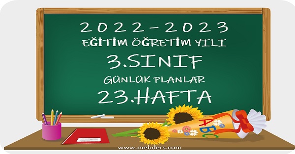 2022-2023 Eğitim Öğretim Yılı 3. Sınıf Günlük Planları 23.Hafta (20-24 Mart Tüm Yayınlar)