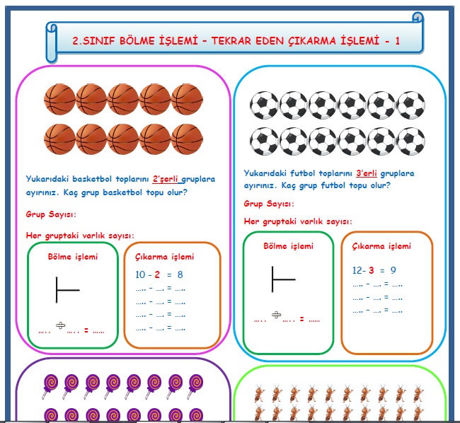 2. Sınıf Matematik Bölme İşlemi Tekrar Eden Çıkarma İşlemi 1